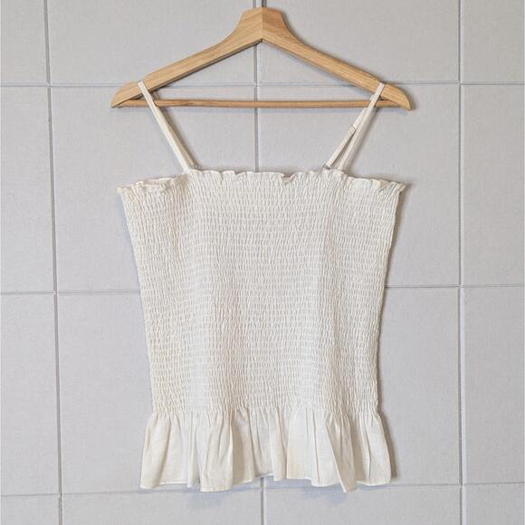 Maeve Tops - Anthropologie Maeve linen & cotton smocked peplum cami top